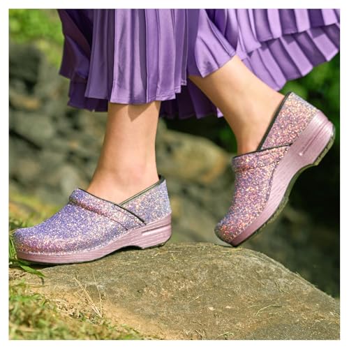 Glitter Slip-On Clogs for Women | Perfect for Long-Standing Food Service and Healthcare Professionals