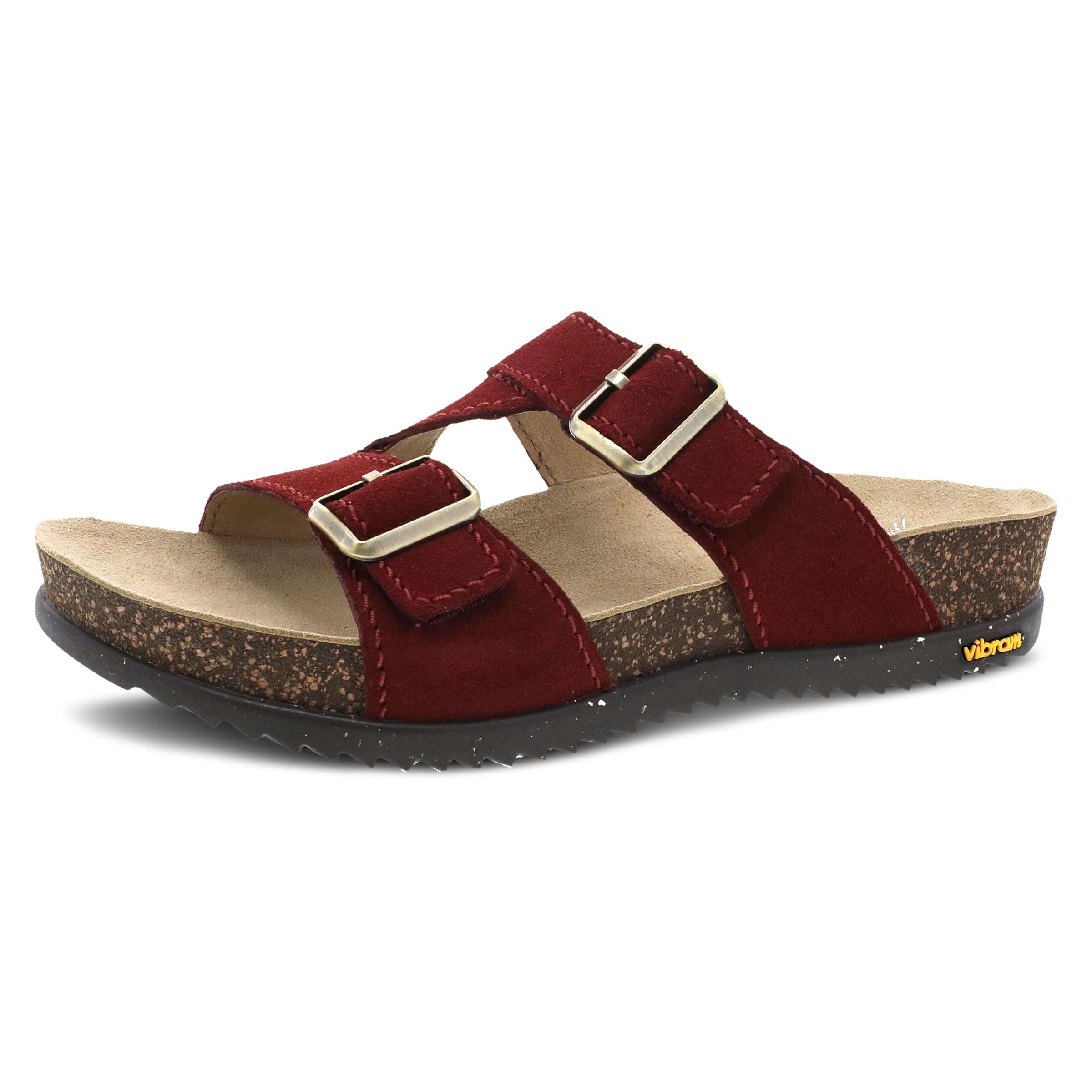 Dansko Dayna Double Buckle Slip-On Sandal - Women's Comfort Cushioned Cork Midsole, Vibram ECOSTEP EVO Rubber Outsole